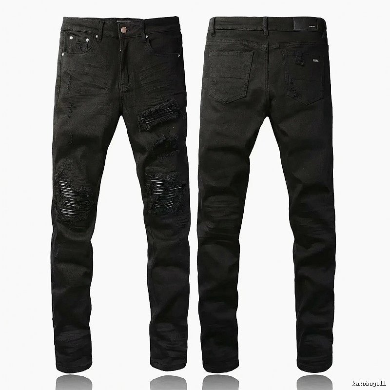 AMI Trendy Black Pants with Holes