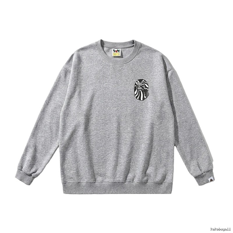 Bape Ape Head Minimalist Style Grey Sweatshirt