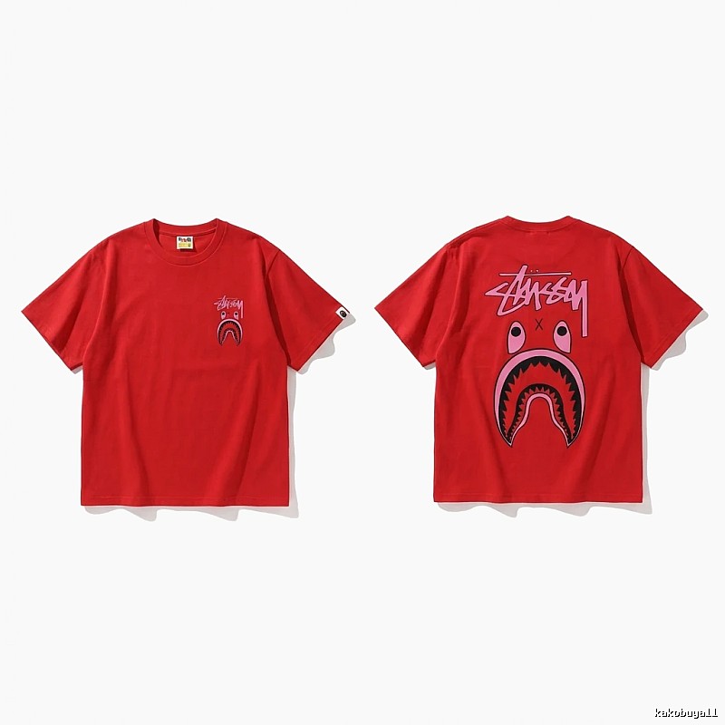 Bape Shark Series Red Trendy T - shirt.