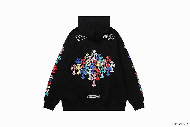 Chrome Hearts Compact Cross graphic hoodie Black Blue Cross for Sport-Inspired Styling