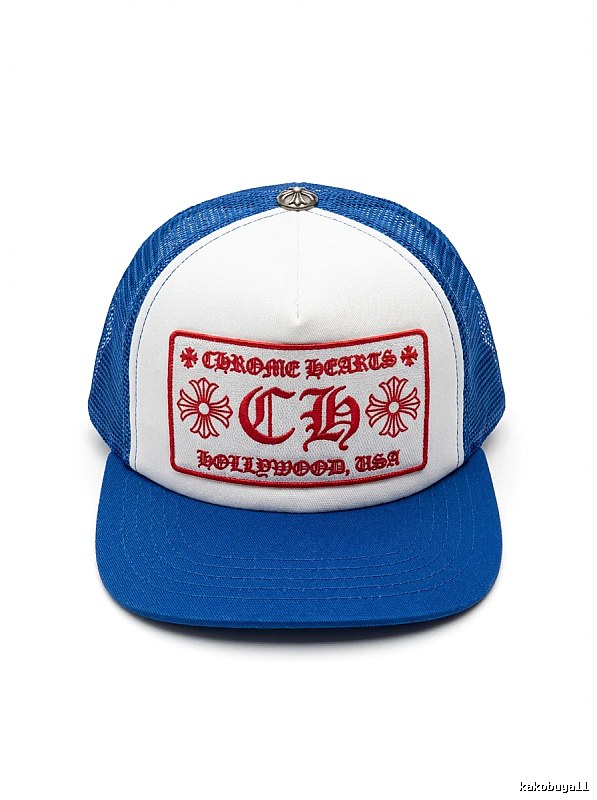 Chrome Hearts Retro Style Blue and White Hat
