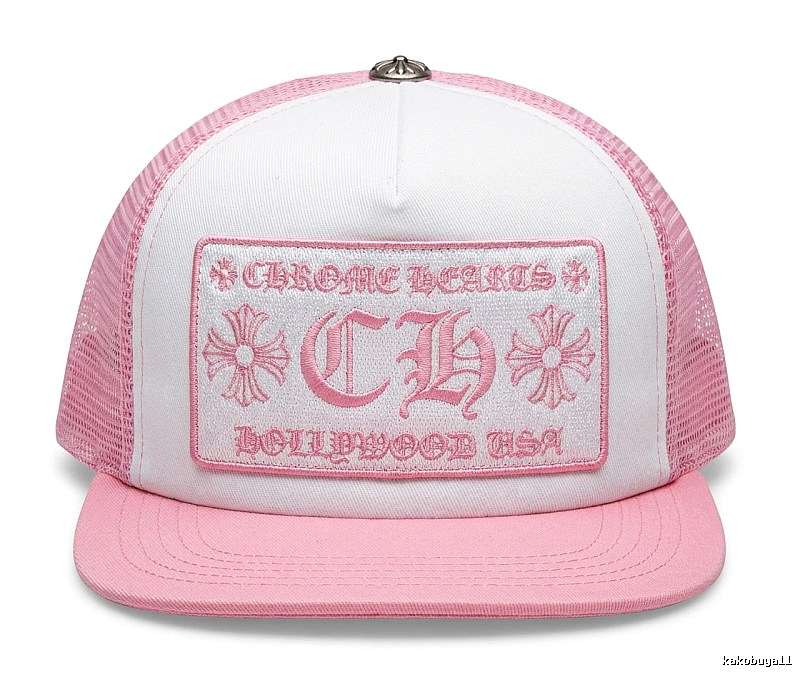 Chrome Hearts Retro Style Pink and White Hat