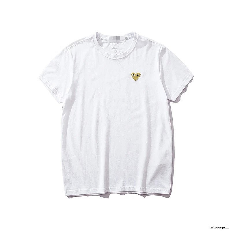 Comme des Garcons PLAY 2021-53 White Style 2153 Heart Logo T-Shirt Commuter Look