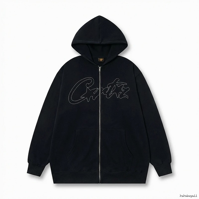 Corteiz minimalist style black hoodie