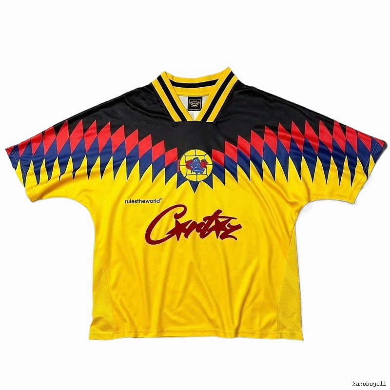 Corteiz sporty yellow and black short-sleeved shirt