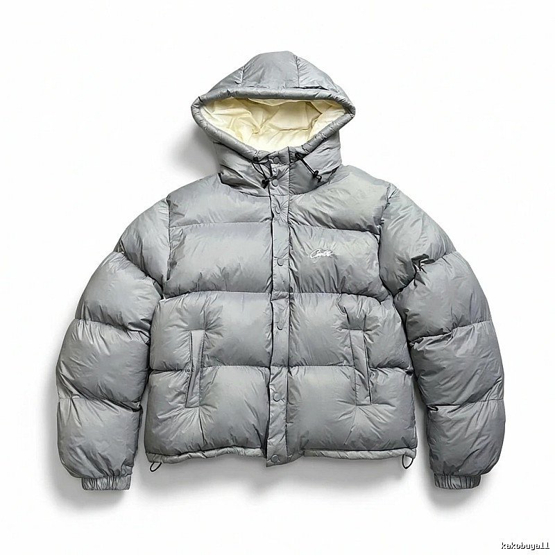 Corteiz trendy and cool style grey down jacket