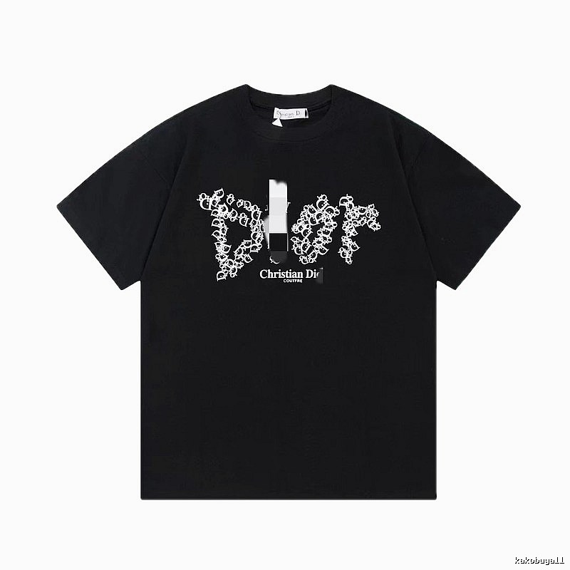 Dior Combined Print Trendy Black Short-sleeve T-Shirt