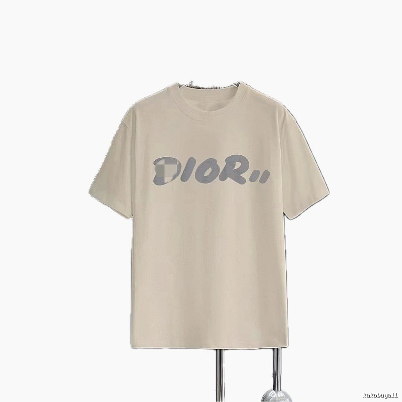 Dior Letter Print Light Luxury Style Beige T-Shirt