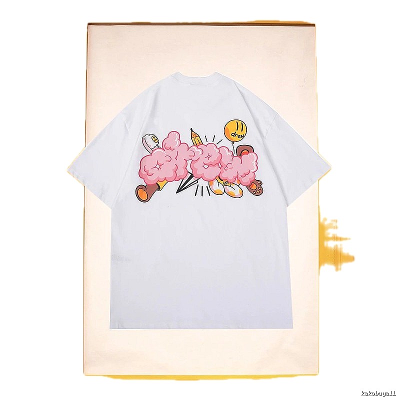 DREW Cloud Print Street Style White Short-sleeve T-shirt