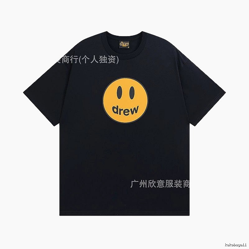 DREW Smiley Street Style Black Short-sleeve T-shirt