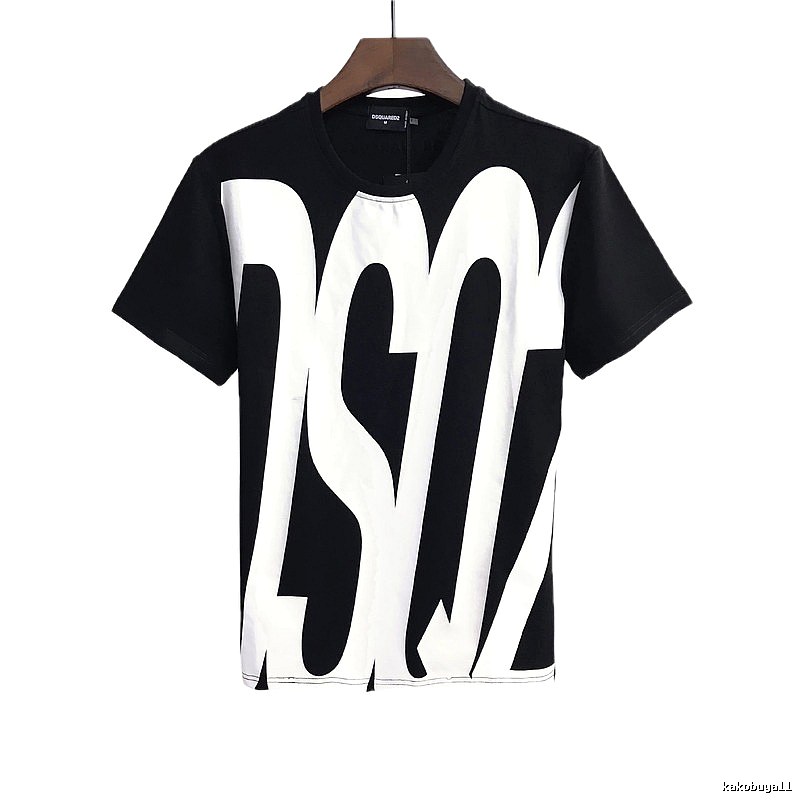 DSQ Large Letter Street Style Black and White Short Sleeve T-Shirt
