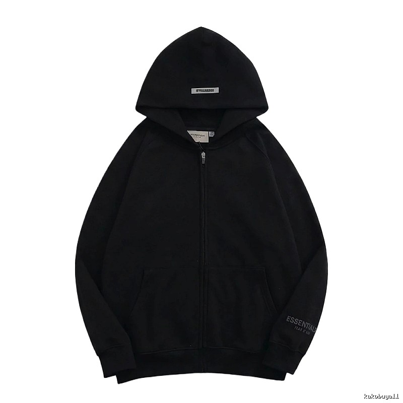 ESSENTIALS minimalist style black hoodie