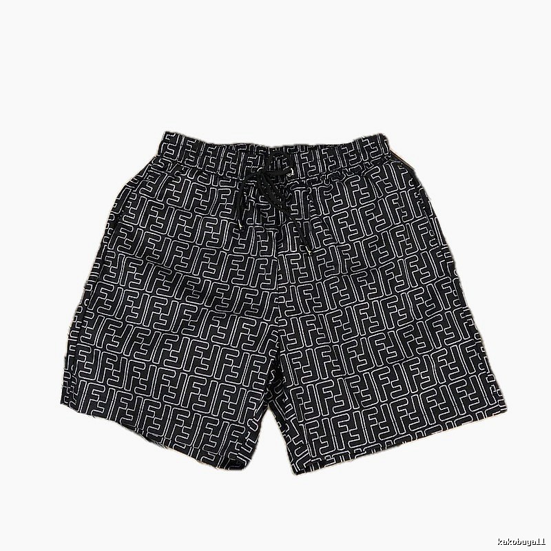 Fendi Double F Collection Vintage Monogram Style Black Shorts