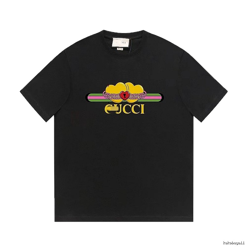 Gucci Heart Print Trendy Black Short-sleeved T-shirt