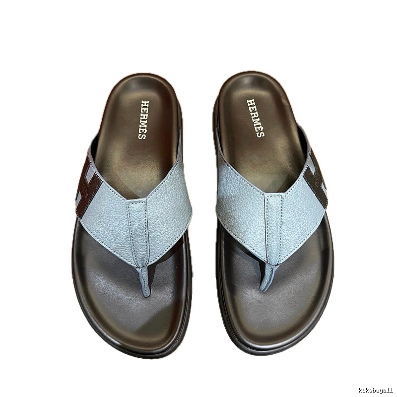 Hermès Classic Casual Style Grey-blue Flip-flops