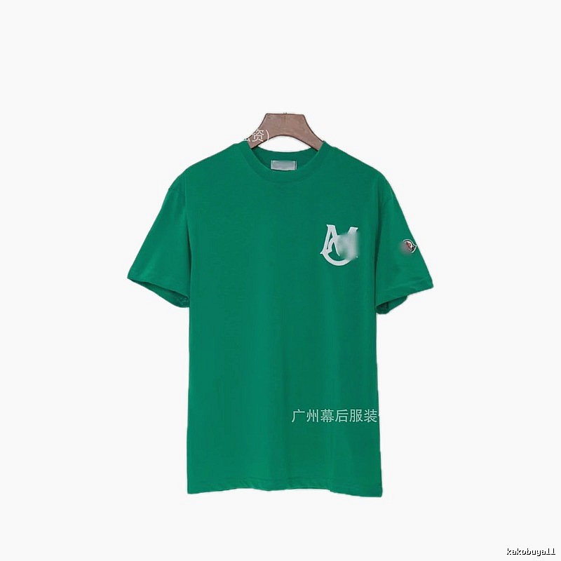 Moncler Letter Print Casual Style Green Short-sleeve T-shirt
