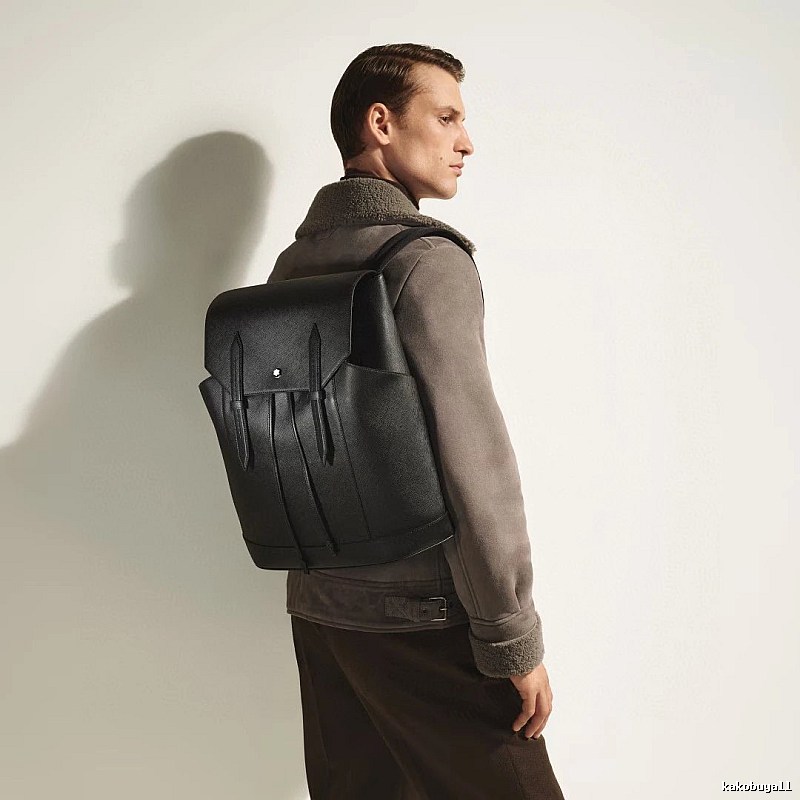 Montblanc Leather backpack Black Structured Flap