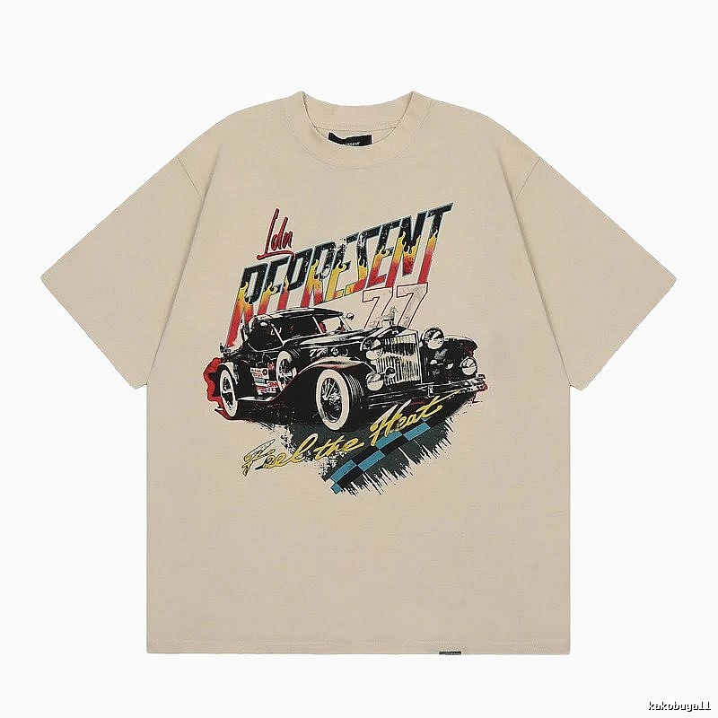 Represent Vintage Classic Car Printed Beige Short-sleeve T-shirt