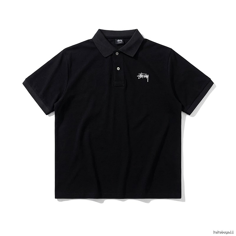 Stussy basic simple style black Polo shirt