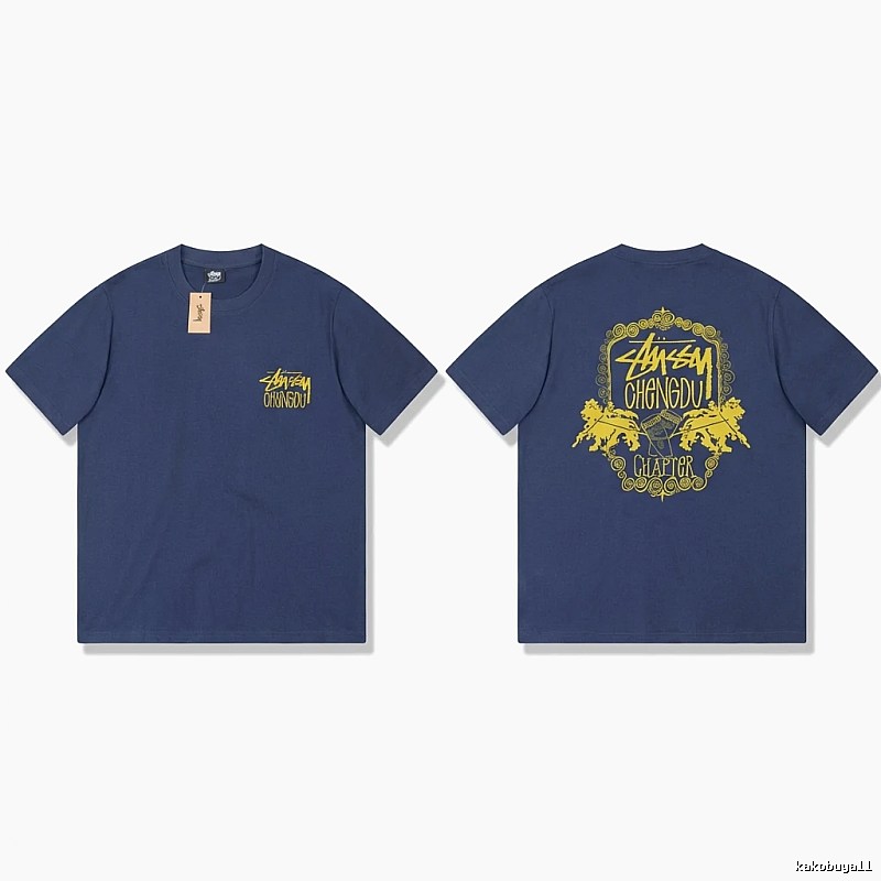 Stussy Chengdu Series Deep Blue Trendy T-shirt
