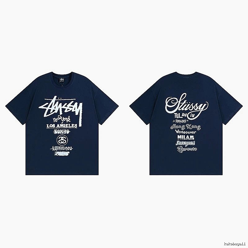 Stussy Simple Logo Finish Spider Graphic T-Shirt Minimal Look
