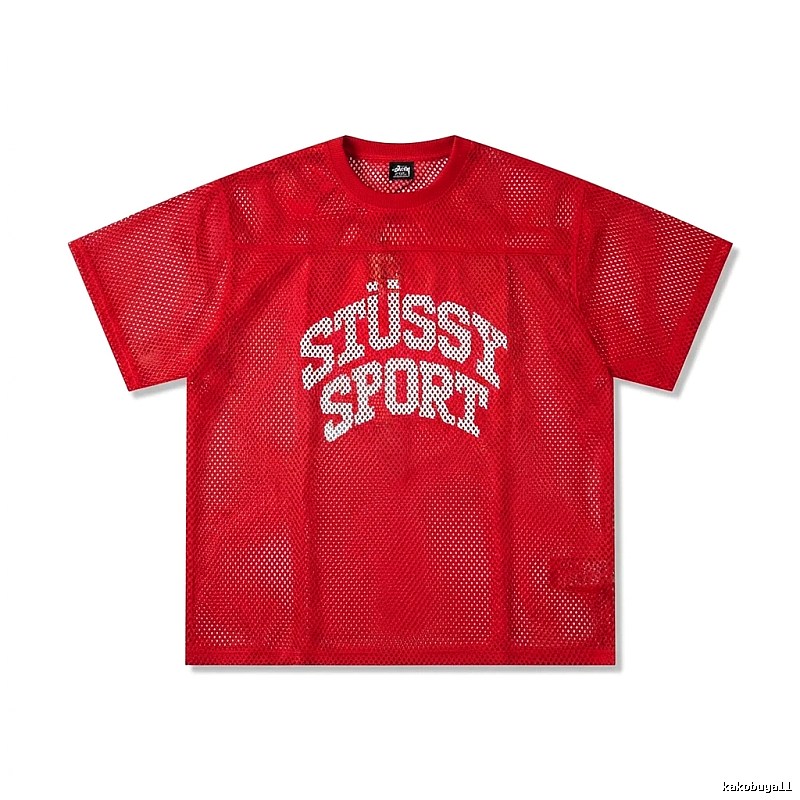 Stussy Sport series red trendy short-sleeved shirt.