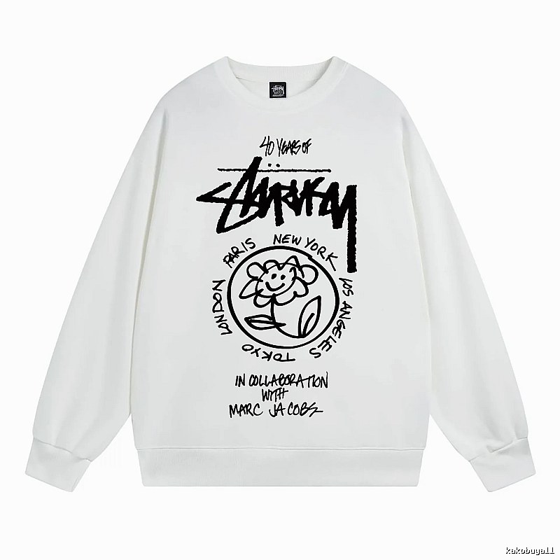 Stussy White Style 539 Graphic SweatShirt Airport Outfit