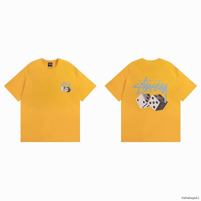 Stussy Yellow Spider Graphic T-Shirt Summer Styling Logo