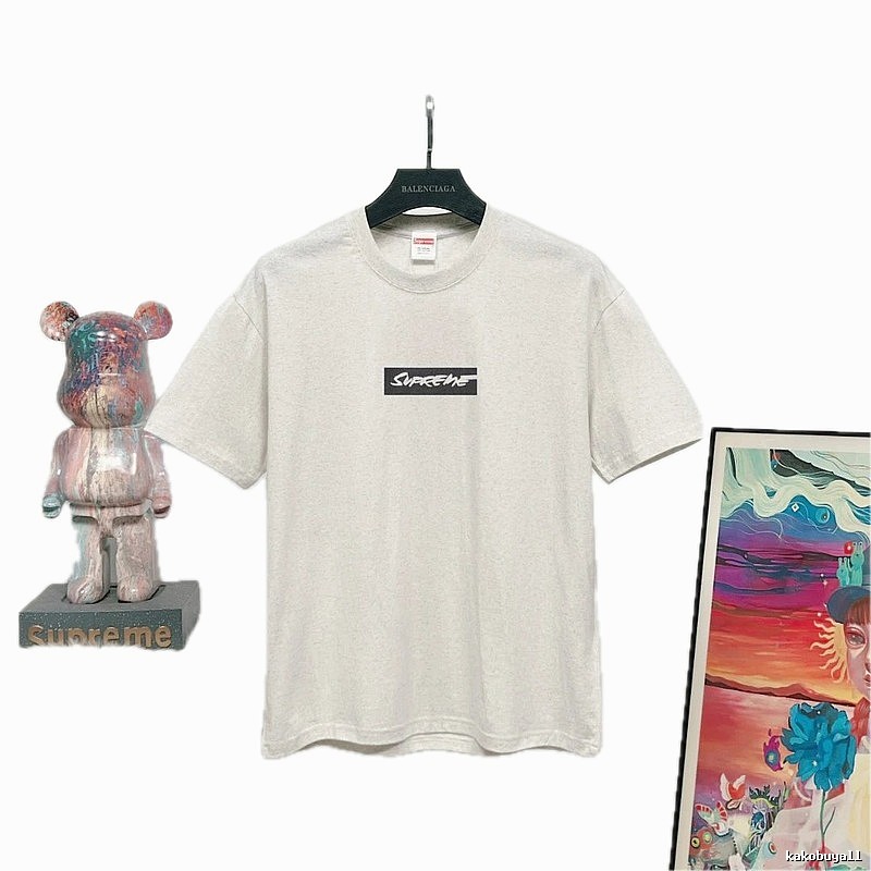 Supreme BoxLogo Street Style Light Heather Grey T-Shirt