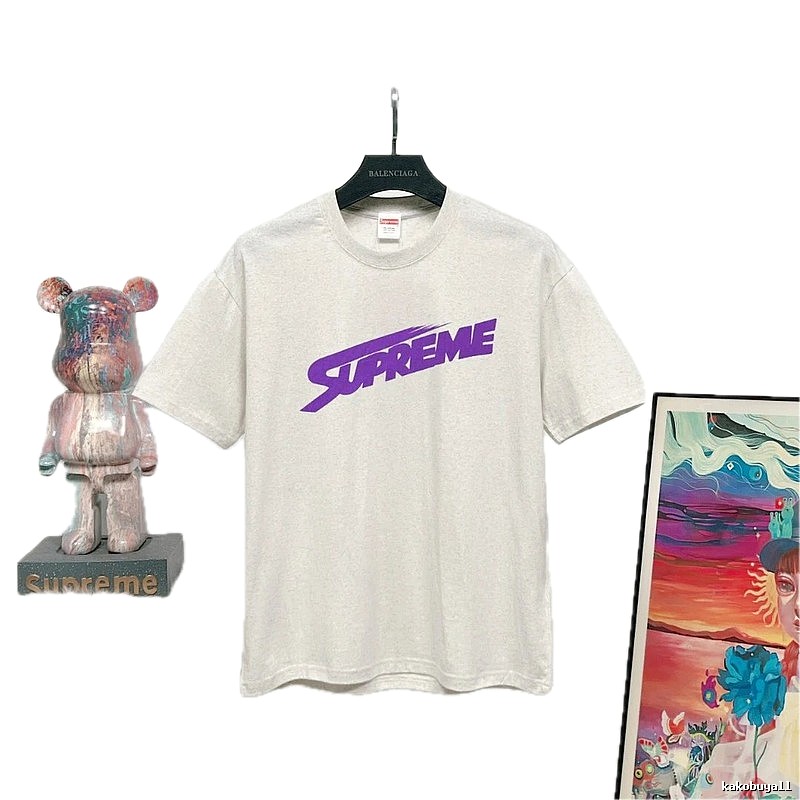 Supreme Printed Street Style Light Heather Grey Short-sleeve T-shirt
