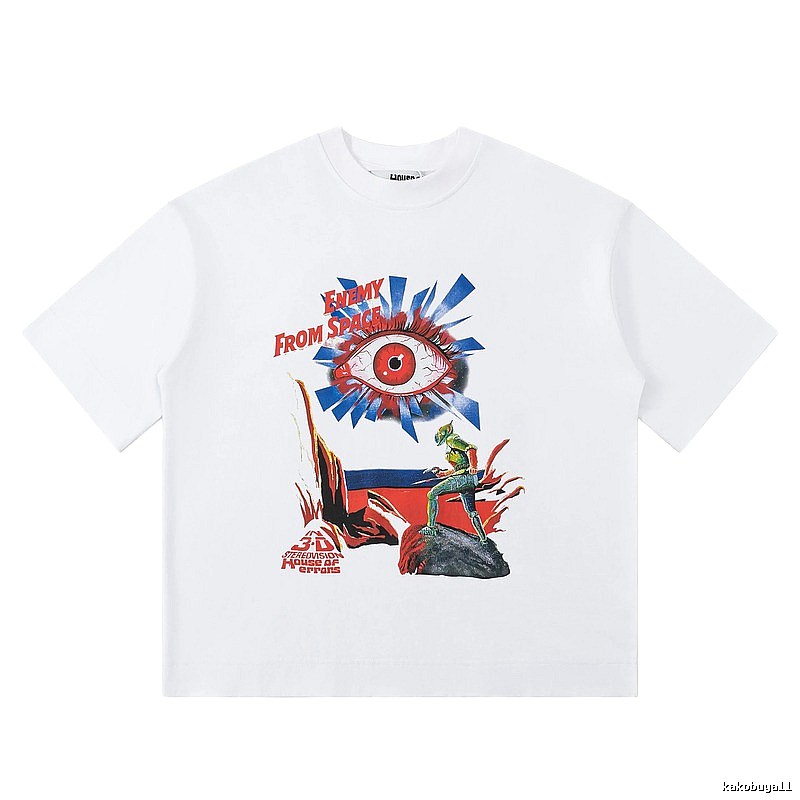 White T-shirt with House of Errors print in sci-fi style