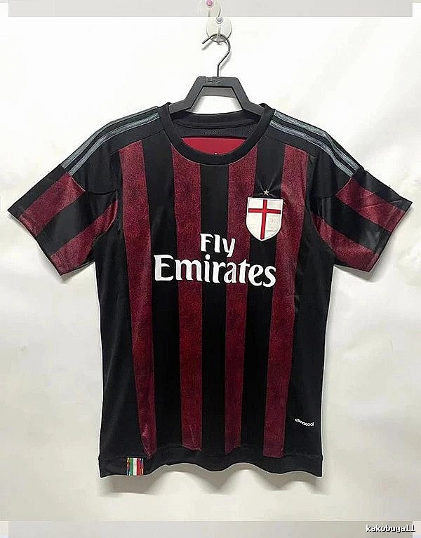 AC Milan Daily Retro soccer jersey Red Black Striped with Visual Detail