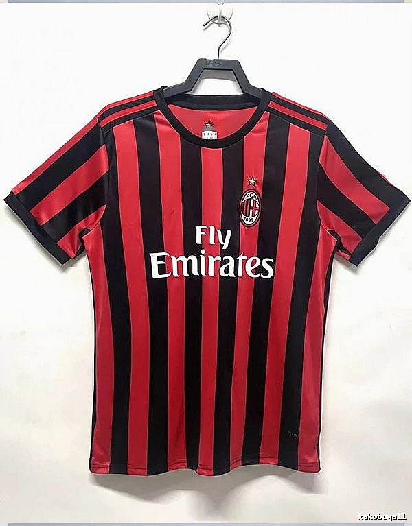 AC Milan Streetwear Retro soccer jersey Red Black Striped with Practical Shape