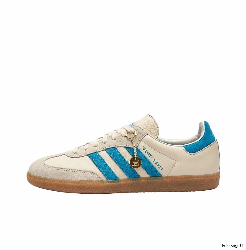Adidas retro-style white and blue sports shoes