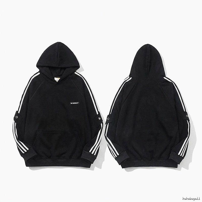 Adidas three - stripe trendy and cool black sweatshirt