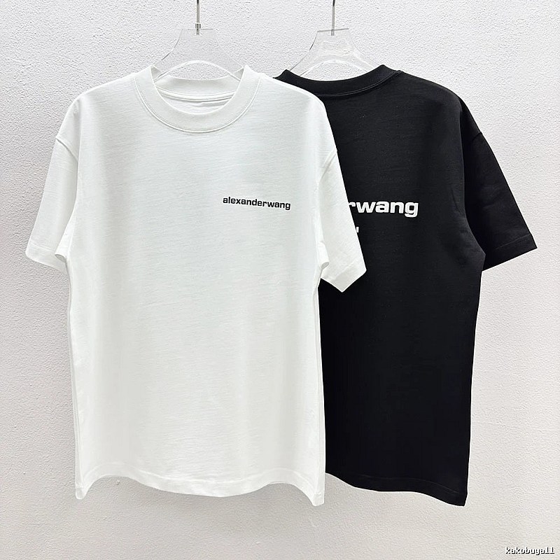 Alexander Wang Minimalist Letter Style Black and White Short Sleeve T-Shirt