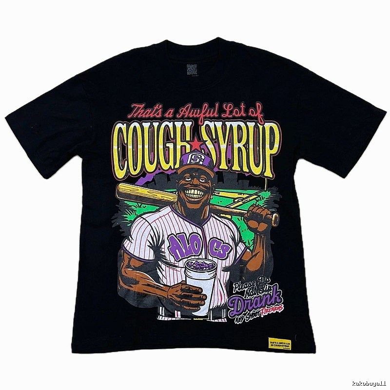 ALOCS American Retro Printed Black Short-sleeve T-shirt