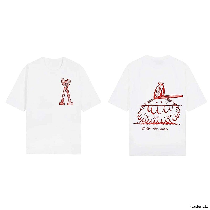 AMI cartoon printed white T-shirt