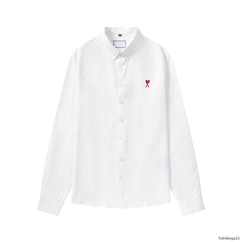 AMI Embroidered White Shirt with Love Design