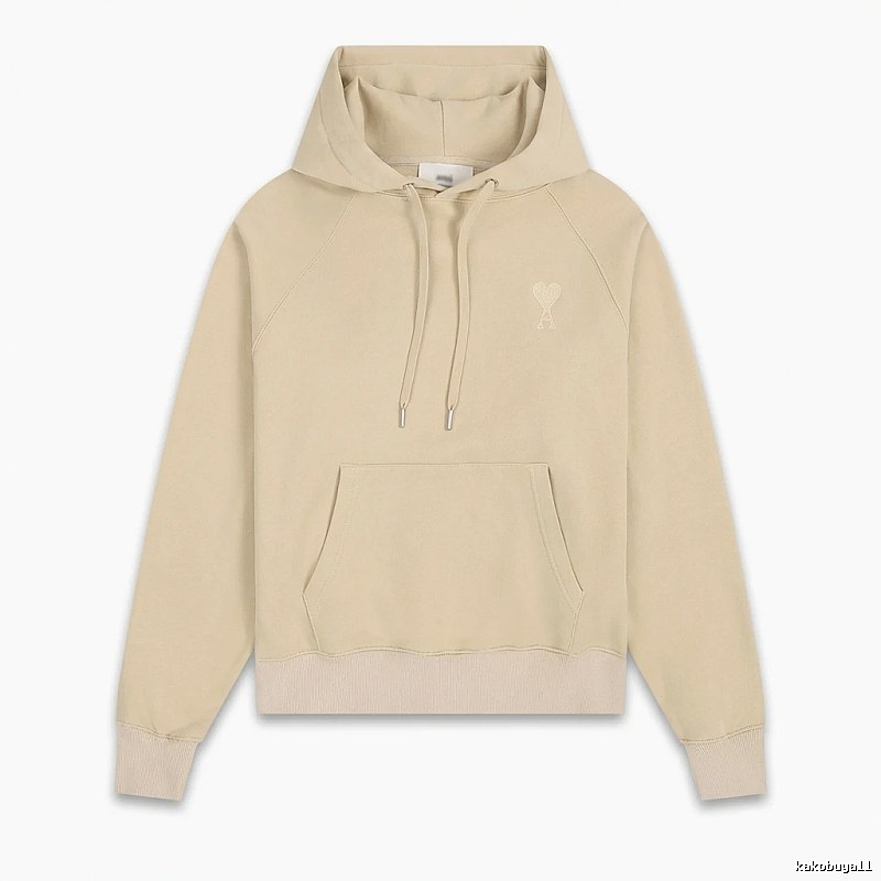 AMI Love Minimalist Style Beige Hoodie