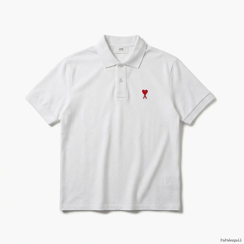 AMI Love Simple White Polo Shirt