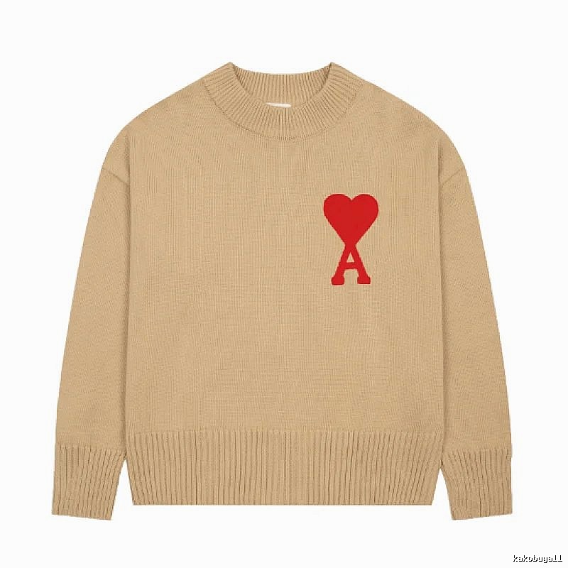 Ami Paris Lightweight Heart logo sweater Green Knit Top for Trend Styling