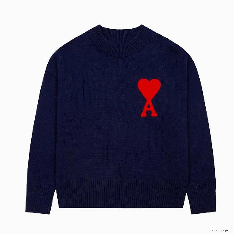 Ami Paris Travel Heart logo sweater Green Knit Top with Modern Look