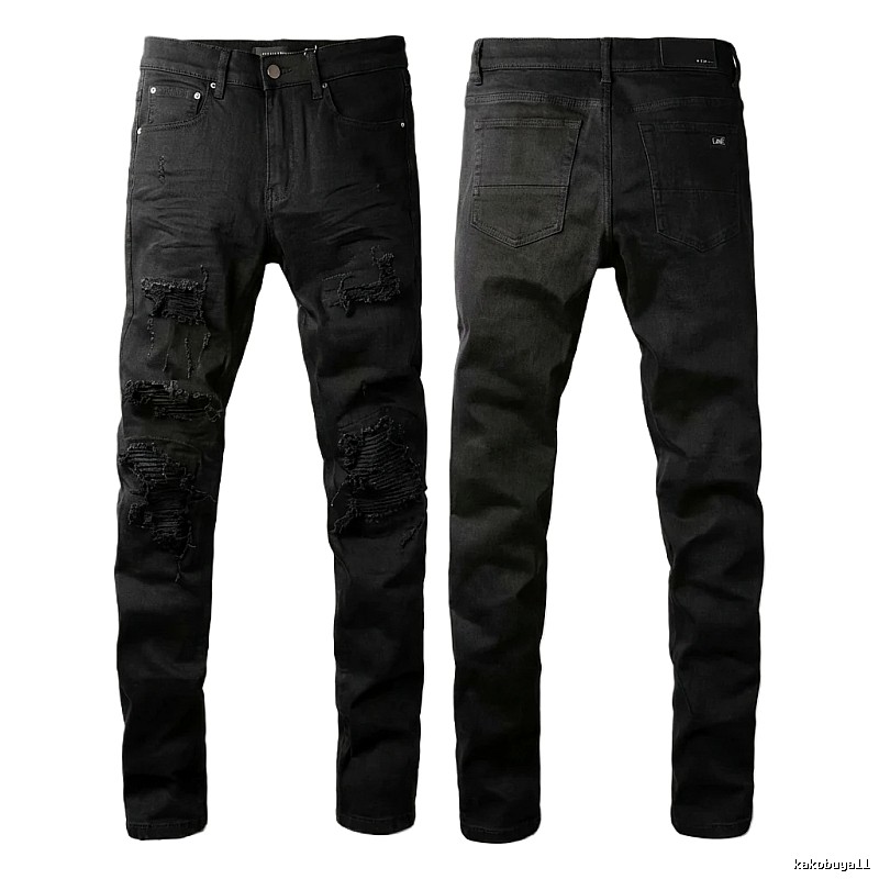 AMI Ripped and Trendy Cool Black Jeans