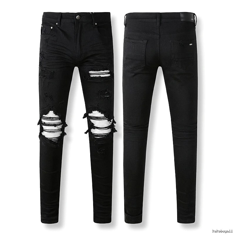 AMI trendy brand black jeans with holes