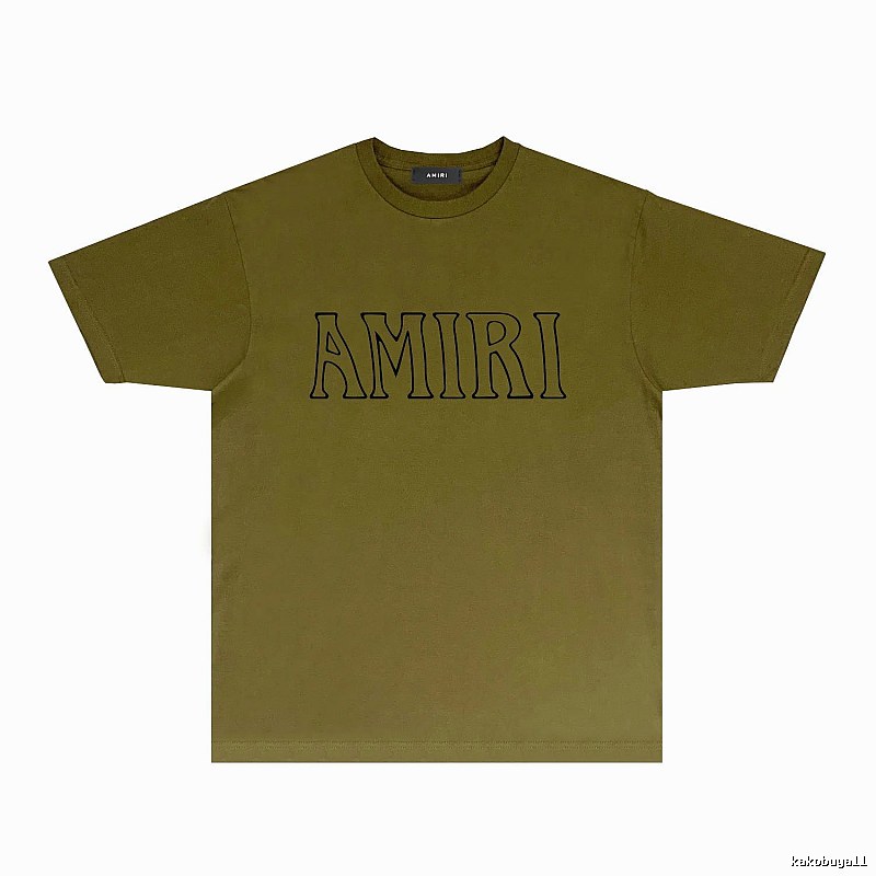 AMIRI Basic Style Minimalist Olive Green T-shirt