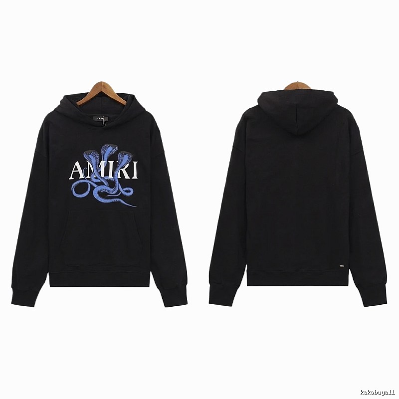 AMIRI Black Hoodie with Snake Print