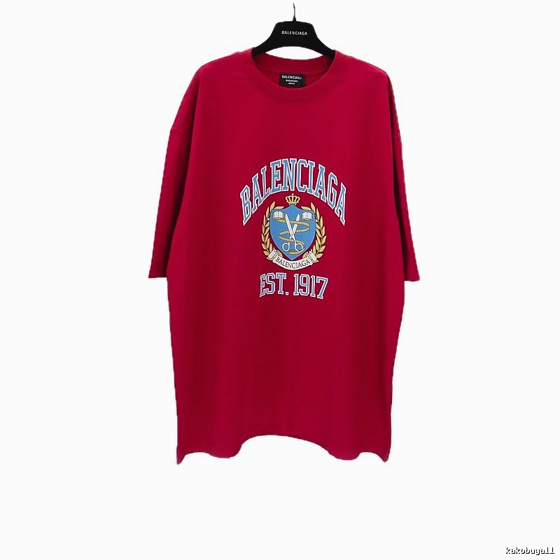 Balenciaga Badge Style Red T-shirt