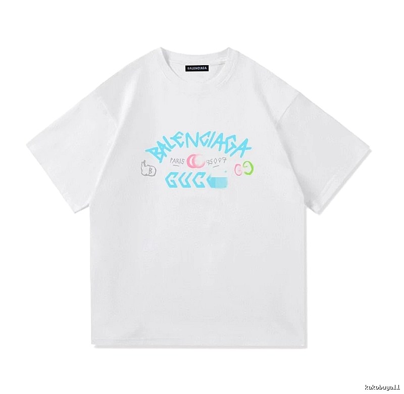 Balenciaga Co-branded Graffiti Street Style White T-Shirt