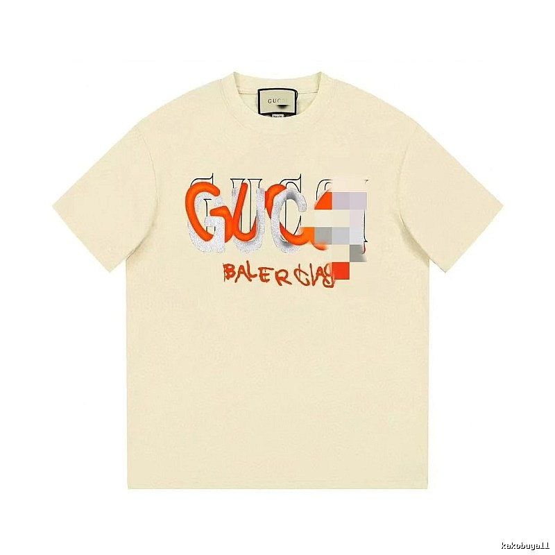 Balenciaga Co-branded Graffiti-style Beige Short-sleeve T-shirt